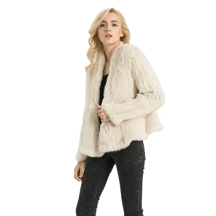 उच्च गुणवत्ता बुना हुआ असली खरगोश फर जैकेट महिलाओं वसंत शरद ऋतु सर्दियों फैशन फर कोट