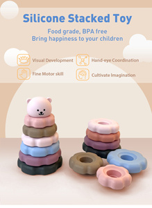 Jouets d'empilage pour bébés en silicone de qualité alimentaire, écologiques, sans BPA, anneaux d'empilage éducatifs <span class=keywords><strong>Montessori</strong></span> en forme d'ours, vente en gros - Product Image 6