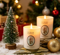 Bougie parfumée vintage style jardin français, pot en verre crème, design moderne, cire de soja, pilier biodégradable, non toxique, pour mariage