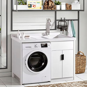 Mueble Moderno de <span class=keywords><strong>Aluminio</strong></span> Integrado para Balcón con Fregadero, Puerta de Melamina, MDF, Desagüe de Cobre, Resistente al Agua, para <span class=keywords><strong>Lavadora</strong></span> - Product Image 4