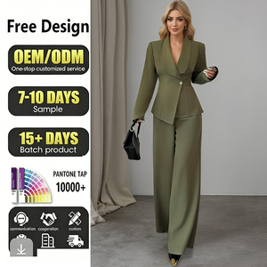 Traje de Dos Piezas Personalizable <span class=keywords><strong>para</strong></span> Mujer, Blazer Entallado con <span class=keywords><strong>Pantalones</strong></span> de Pierna Recta <span class=keywords><strong>para</strong></span> Eventos Profesionales y Nocturnos - Product Image 1