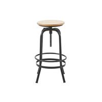 Tabouret de bar pivotant au design moderne et écologique, siège en bois massif, structure en fer, base chromée, pour usage commercial, bar à domicile, salon