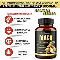 Capsules de Maca 7 en 1 avec étiquette OEM, racine de Maca, ginseng, ashwagandha, tribulus terrestris, complément végétarien pour soutenir l'énergie masculine