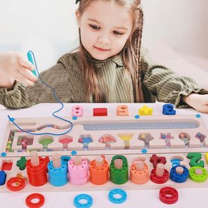 Çocuk ahşap miktar renk sayma sınıflandırma seti sütun yapı taşları logaritmik kurulu kalem labirent yürüyüş kurulu oyuncak - Product Image 4