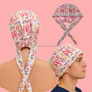 Chapeau de Scrubs Unisexe en Coton <span class=keywords><strong>avec</strong></span> Personnage de Dessin Animé Mignon, Bonnet de Scrubs Doublé de Satin, <span class=keywords><strong>Motif</strong></span> Personnalisé - Product Image 1