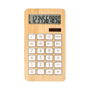 Customize Small Cute Desktop Wooden Scientific Calculator Solar Power Bamboo Electronic Calculators