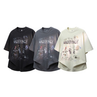 Rock Plan – T-shirt ample en coton pur pour homme, style américain vintage avec lettres imprimées, idéal pour le streetwear, le hip-hop et les tenues décontractées tendance