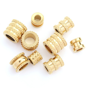 Cuentas de agujero grande de cintura pequeña de acero inoxidable, colgante de hilo en relieve para collar, accesorios - Product Image 1