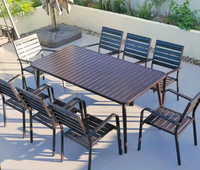 Ensemble de meubles de patio extérieur modernes, robustes, en acier carbone, tables et chaises non pliables, canapé de jardin, imperméable, anti-corrosion