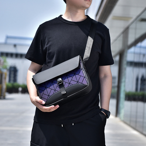 Nouveau Sac Bandoulière Unisexe en <span class=keywords><strong>Cuir</strong></span> PU au Design Tendance, Fonction Étanche et Décoration Grille Diamant, Sac Poitrine <span class=keywords><strong>Homme</strong></span> Femme - Product Image 5