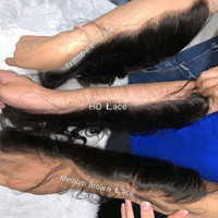 Perruque Lace Front 30 pouces en Cheveux Brésiliens Vierges 100% Naturels, Lisse, HD Transparente, Pré-épilée avec Baby Hair, pour Femmes Noires