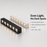 Spot LED linéaire anti-éblouissement 12W 24W 36W en aluminium sablé, suspendu, sans joint, pour éclairage de bureau sur rail de plafond