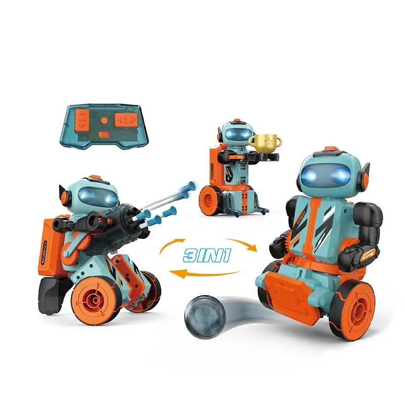 Robot de football à programmation intelligente 3 en 1, bricolage, assemblage, kits de construction, pince d'interaction et tige de tireur embusqué, jouets robot rc