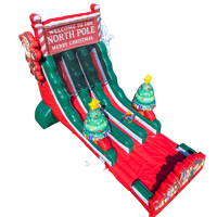 Grand toboggan aquatique gonflable Père Noël du Pôle Nord, thème sapin de Noël, pour parc d'attractions, festival d'hiver, location