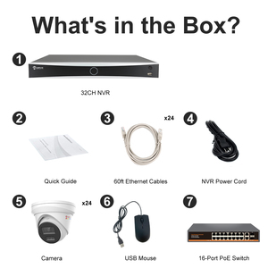 ระบบกล้องวงจรปิด US in Stock 8MP 4K POE พร้อมกล้องทรงกระบอก IP67 24 ตัว ความละเอียด 12MP บันทึกภาพ 32 ช่อง พร้อมเครื่องบันทึก NVR 16 ช่อง รองรับ POE สวิตช์ 16 ช่อง ตรวจจับความเคลื่อนไหว - Product Image 6