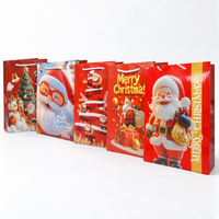 Sacs en papier de Noël avec votre propre logo, sacs shopping personnalisés en carton blanc avec poignées pour emballages cadeaux de fêtes