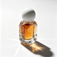 Flacon de parfum en verre taillé à facettes de luxe, 30 ml, 50 ml, flacon de parfum vide avec bouchon rond blanc pour emballage cosmétique