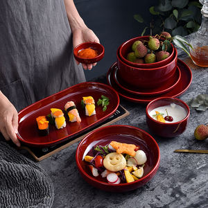 <span class=keywords><strong>Unicasa</strong></span>-Juego de platos de cerámica para restaurante, vajilla de cerámica esmaltada de color, color rojo, nuevo diseño - Product Image 3