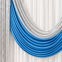 Rideau de fond de scène de mariage bleu roi à sequins argentés, draperie en chiffon blanc pour la décoration de scène de mariage chinois