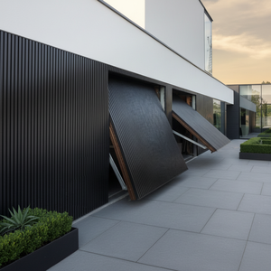 Système de grille de <span class=keywords><strong>porte</strong></span> de <span class=keywords><strong>garage</strong></span> en aluminium noir artisanal moderne et élégant avec prévention incendie pour usage extérieur - Product Image 2