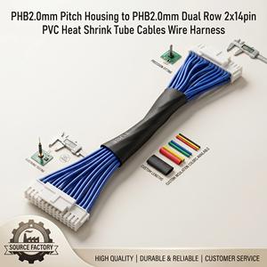 Cableado de Tubo Termocontraíble de PVC de Doble Fila 2x14 Pines, Paso de 2.0mm, de Carcasa PHB2.0mm a PHB2.0mm - Product Image 1