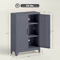 Meuble de rangement en acier pour la maison ou le bureau, armoire verrouillable avec portes, étagères réglables et pieds réglables