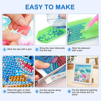 Kit de peinture diamant en bois sur le thème des animaux de la jungle pour enfants : paresseux, singe, toucan, papillon – Bricolage créatif
