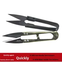 Cortador de Hilo TC-805B, Tijeras Pequeñas para Cortar Hilos, Herramienta de Sastre con Mango de Plástico en Forma de U, Color Negro, Hecho en China