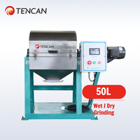Chine Tencan laboratoire 50L 1.5kw broyeur à boulets à rouleaux humides et secs, poudre de micron 304 broyeur à boulets à tambour en acier inoxydable