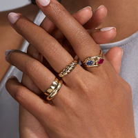 Bague LYBURCHI en laiton plaqué or 18 carats avec zircon coloré, sertie de pierres de naissance, style minimaliste, empilable, vente en gros
