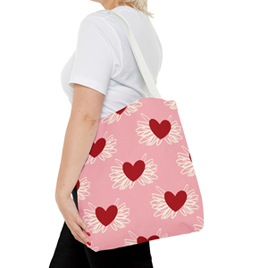 Borsa da donna con immagine alla fragola rosa alla moda pieghevole a lunga durata Shopping Bag con manico riutilizzabile realizzata in tela Cott - Product Image 1
