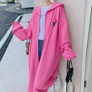 <span class=keywords><strong>Felpa</strong></span> lunga <span class=keywords><strong>con</strong></span> <span class=keywords><strong>cappuccio</strong></span> <span class=keywords><strong>rosa</strong></span> stile pigro <span class=keywords><strong>con</strong></span> <span class=keywords><strong>cappuccio</strong></span> da donna coreana ampia Casual nuova moda oversize giacca <span class=keywords><strong>con</strong></span> cerniera cappotti - Product Image 3