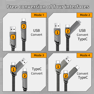 Câble de charge rapide USB <span class=keywords><strong>4</strong></span>-en-1 personnalisé en usine, en nylon tressé et zinc, haute qualité, PD 27W à 65W - Product Image 4