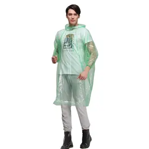 Customized logo PE cheap transparent clear disposable rain coat