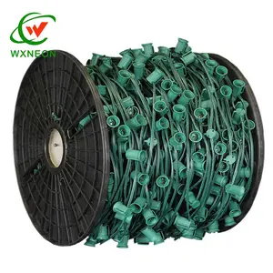 Outdoor C7 Light 1000FT 12 Inch Spacing SPT-1 18 AWG Wire C7 E12 Decorative Xmas Light Spool