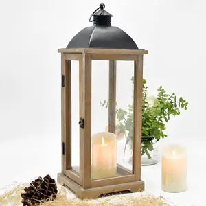 Boerderij Tuin Outdoor Home Decor Vintage Rustieke Decoratieve Bruiloft Houten Orkaan Kaars Lantaarn, Lantaarn Kaarshouder - Product Image 1