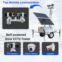 Système de surveillance mobile autonome à énergie solaire avec mât télescopique de 12 m, remorque de sécurité CCTV solaire pour chantier de construction