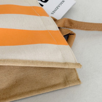 Sac fourre-tout imperméable doublé en faux coton et lin, grand sac à bandoulière rayé avec poignées en cordon pour la plage et les pique-niques