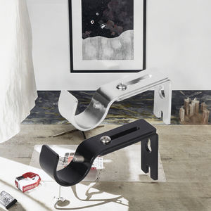 Support de tringle à rideau triple en fer de style moderne du milieu du siècle, accessoires de décoration Art Déco, tringles à rideaux, rails, accessoires - Product Image 2