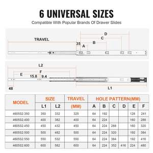 Glissières de tiroir en acier robustes à extension complète de 24 pouces pour armoires de cuisine, rails de montage latéral - Product Image 6