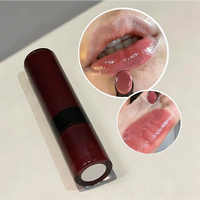 Rouge à lèvres solide effet miroir aqueux, brillance satinée rouge verre, longue tenue, pigmenté