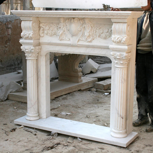 Décoration de <span class=keywords><strong>maison</strong></span> classique européenne Cheminée en pierre décorative murale moderne sculptée à la main personnalisée Cheminée en marbre moderne avec colonne pilier - Product Image 1