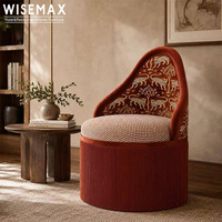 WISEMAX FURNITURE Chaise d'appoint moderne et élégante pour salon et chambre, en velours rembourré avec pompons, pour hôtel et villa