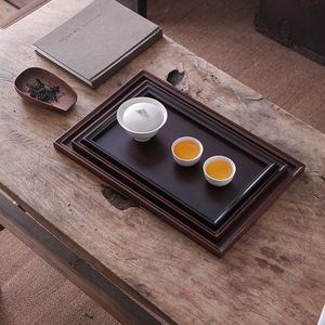 Plateau à thé en bambou rectangulaire, plateau de rangement domestique, style minimaliste japonais, porte-tasses, plateau de service pour service à thé et pain - Product Image 2