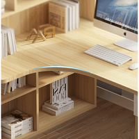 Bureau d'angle en bois avec bibliothèque, table d'étude, bureau d'ordinateur, bureau d'apprentissage