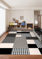 Tapis de prière musulman confortable et épais, antidérapant, imprimé blanc et noir, pour la décoration de la maison, salon