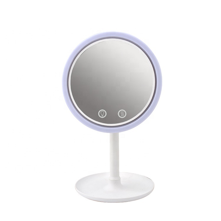 PRITECH integrado ventilador eléctrico y de 180 grados giro espejo de mesa de cosméticos espejo con luz