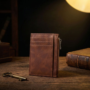 Tarjetero y Porta Identificaciones de PU, Diseño Vintage Ultrafino, Almacenamiento Portátil con Cierre para Pasaportes y Tarjetas de Crédito - Product Image 2