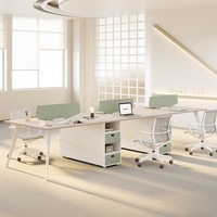 Cloison de bureau pour 2/4 personnes, combinaison table et chaise manuelle 6 places, écran d'ordinateur, matériau PVC commercial, détachable