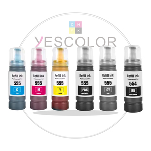 Yescolor Cao Cấp Tương Thích 555pbk 554bk 555c 555M 555y 555gy Mực Đóng Chai Nạp Mực Cho Epson Máy In L8160 L8180 - Product Image 1